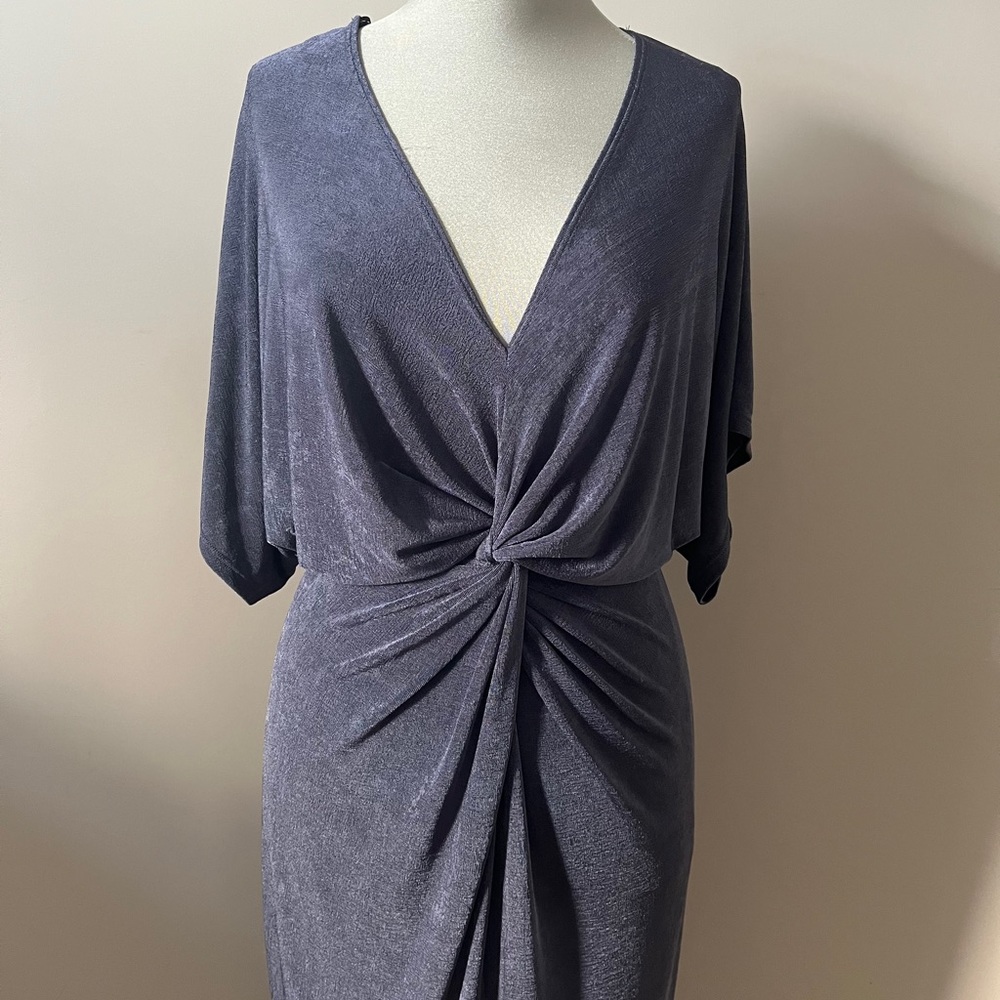 Twist Front Slinky Midi Dress